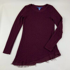 Simply Vera Womens Long Sleeve Short Front Long Back Shirt Purple XS